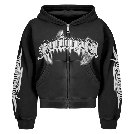 ZIPPED HOODIE (BLACK)